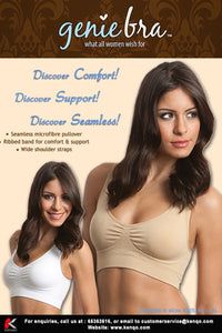 As Seen On Tv Dream By Genie Bra Seamless Pullover Bra With Adjustable  Lift-Padded Nude-Large (Bust 37-40) 